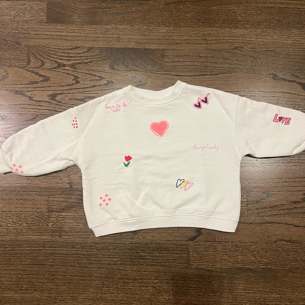 Zara Girls White Sweatshirt